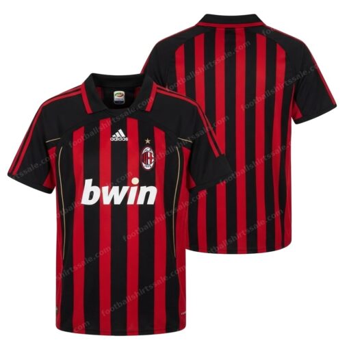 AC Milan Retro Home Football Shirt 06/07 Front and Back View