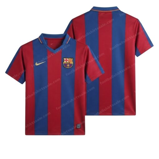 Barcelona Retro Home Football Shirt 06/07 Front and Back View