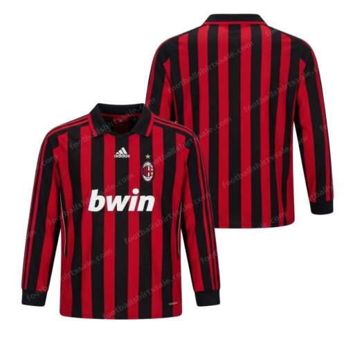 AC Milan Retro Home Long Sleeve Football Shirt 06/07 Front and Back View