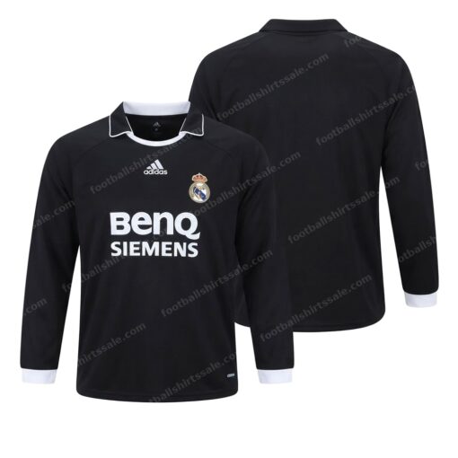 Real Madrid Retro Away Long Sleeve Football Shirt 06/07 Front and Back View
