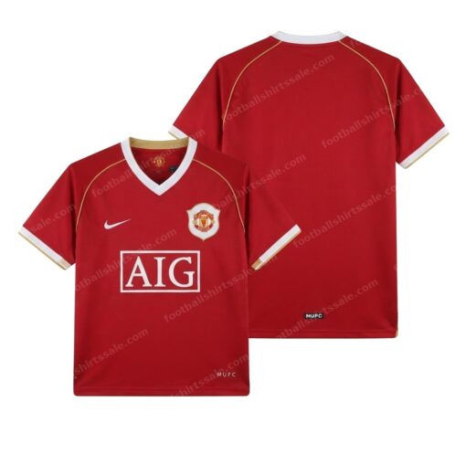 Manchester United Retro Home Football Shirt 06/07 Front and Back View