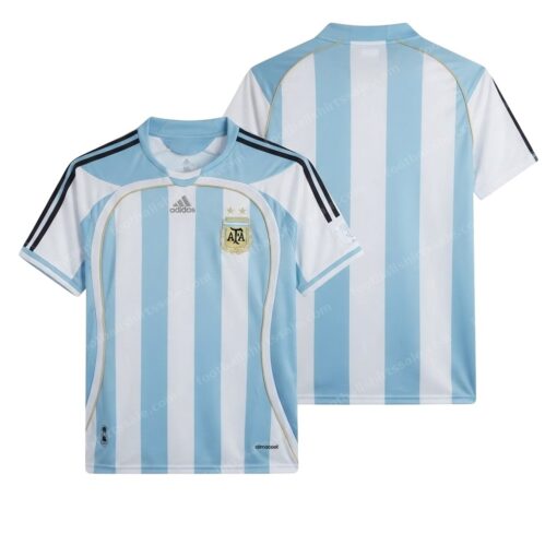 Argentina Retro Home National Team Football Shirt 2006 Front and Back View