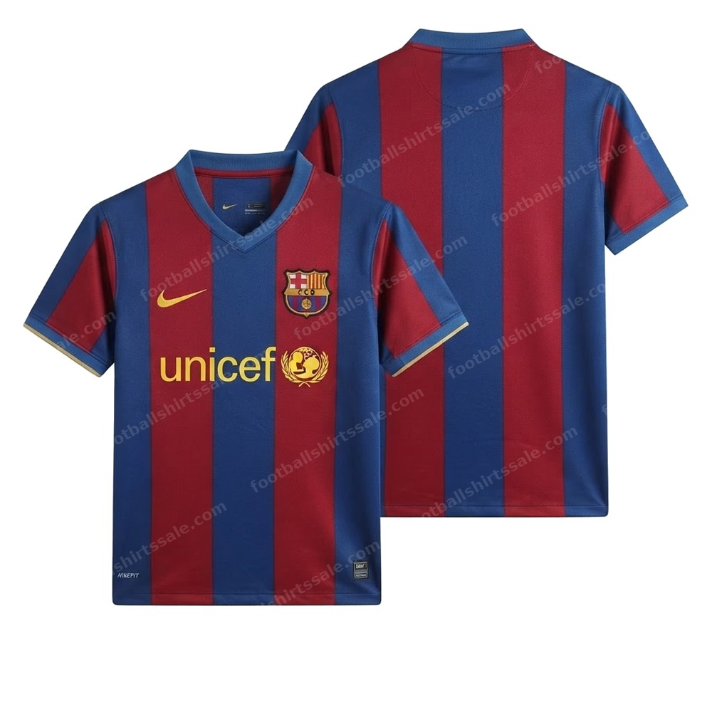 Barcelona Retro Home Football Shirt 07/08 Front and Back View