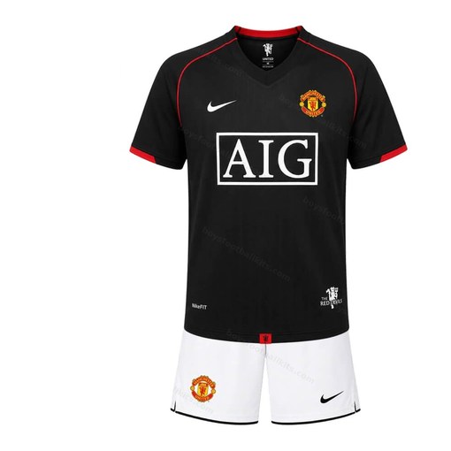 Manchester United Retro Third Kids Football Kit 07/08 Front and Back View