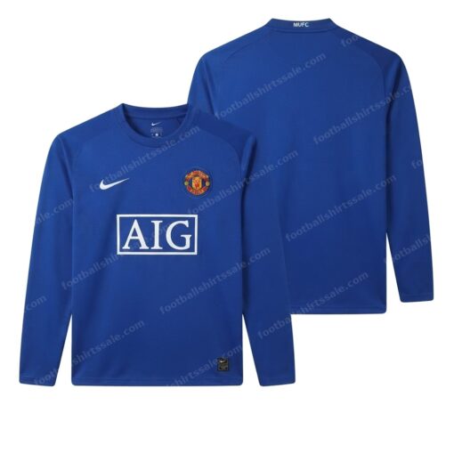 Manchester United Retro Away Long Sleeve Football Shirt 07/08 Front and Back View