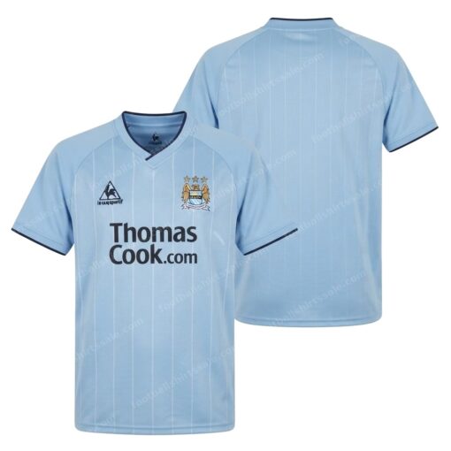 Manchester City Retro Home Football Shirt 07/08 Front and Back View