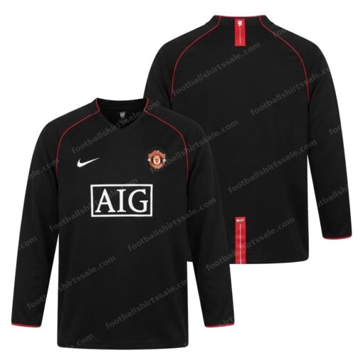 Manchester United Retro Third Long Sleeve Football Shirt 07/08 Front and Back View