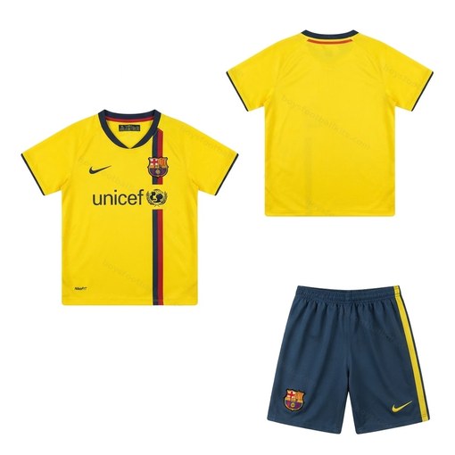 Barcelona Retro Away Kids Football Kit 08/09 Front and Back View