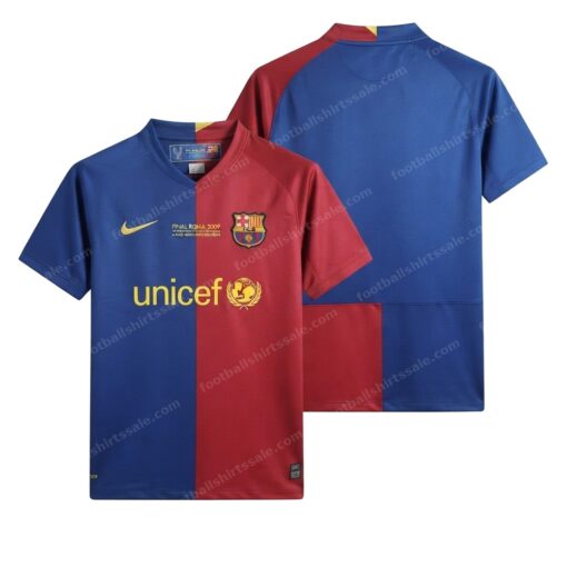 Barcelona Retro Home Football Shirt 08/09 Front and Back View