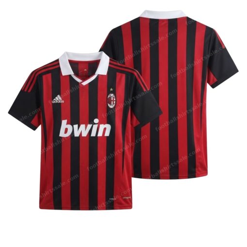AC Milan Retro Home Football Shirt 09/10 Front and Back View