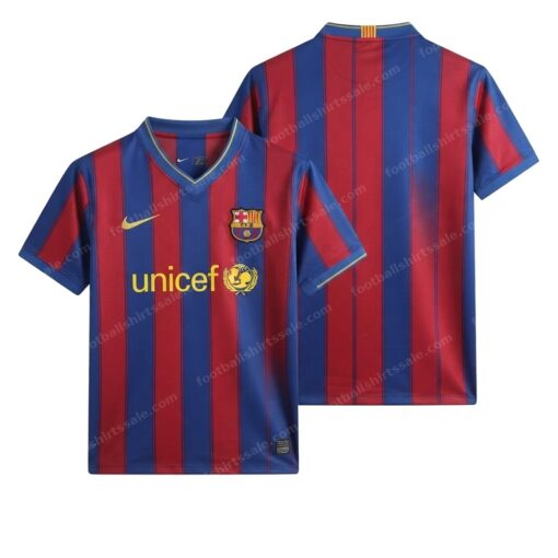 Barcelona Retro Home Football Shirt 09/10 Front and Back View
