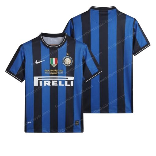 Inter Milan Retro Home Internazionale Milan Uefa Champions League Edition Football Shirt 09/10 Front and Back View