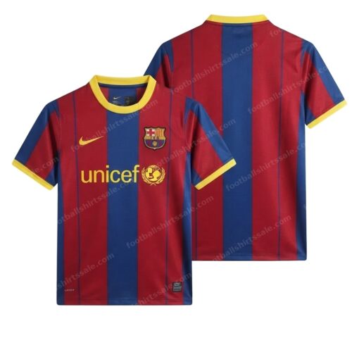 Barcelona Retro Home Football Shirt 10/11 Front and Back View