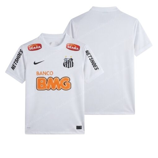 Santos Retro White Football Shirt 11/12 Front and Back View