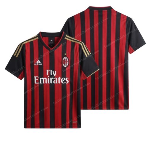 AC Milan Retro Home Football Shirt 13/14 Front and Back View