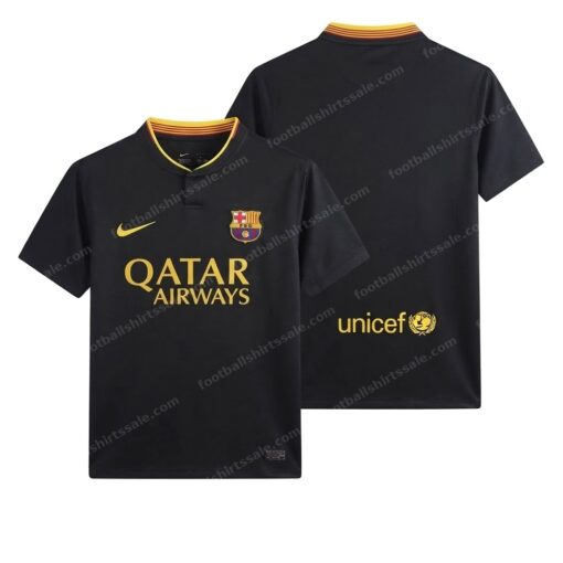 Barcelona Retro Black Football Shirt 13/14 Front and Back View