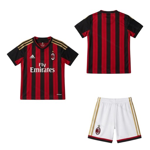 AC Milan Retro Home Kids Football Kit 13/14 Front and Back View