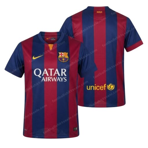 Barcelona Retro Home Football Shirt 14/15 Front and Back View