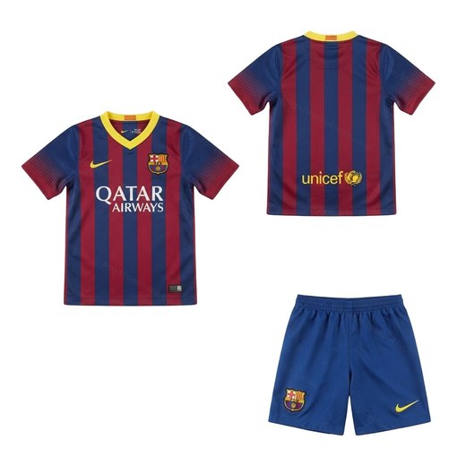 Barcelona Retro Home Kids Football Kit 14/15 Front and Back View