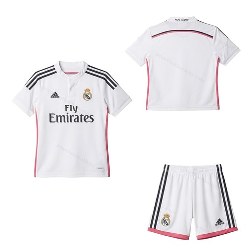 Real Madrid Retro Home Kids Football Kit 14/15 Front and Back View
