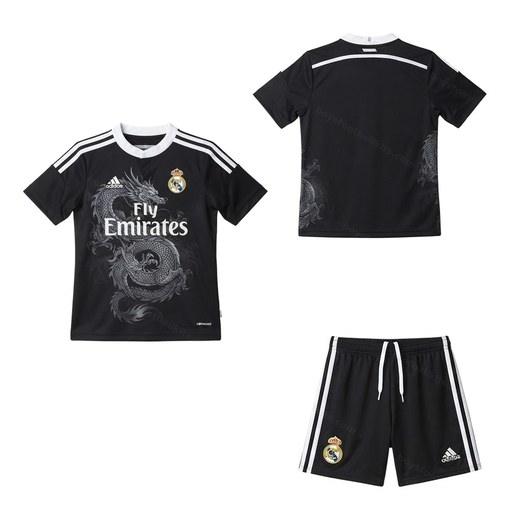 Real Madrid Retro Third Kids Football Kit 14/15 Front and Back View
