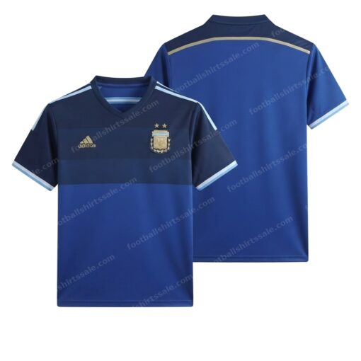 Argentina Retro Away National Team Football Shirt 2014 Front and Back View