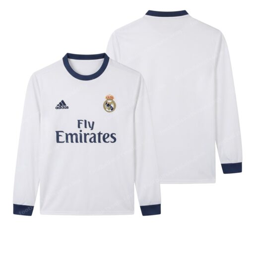 Real Madrid Retro Home Long Sleeve Football Shirt 16/17 Front and Back View
