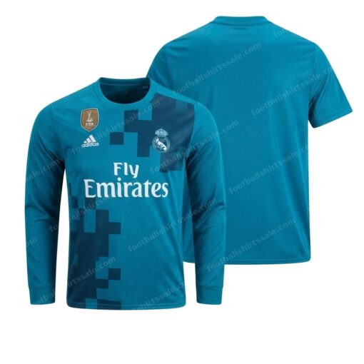 Real Madrid Retro Third Long Sleeve Football Shirt 17/18 Front and Back View