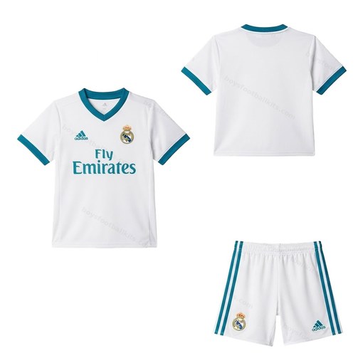 Real Madrid Retro Home Kids Football Kit 17/18 Front and Back View