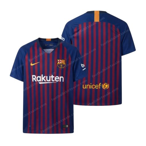 Barcelona Retro Home Football Shirt 18/19 Front and Back View