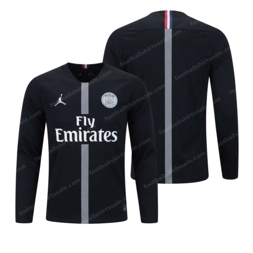 Paris Saint-Germain Retro Home Long Sleeve Football Shirt 18/19 Front and Back View
