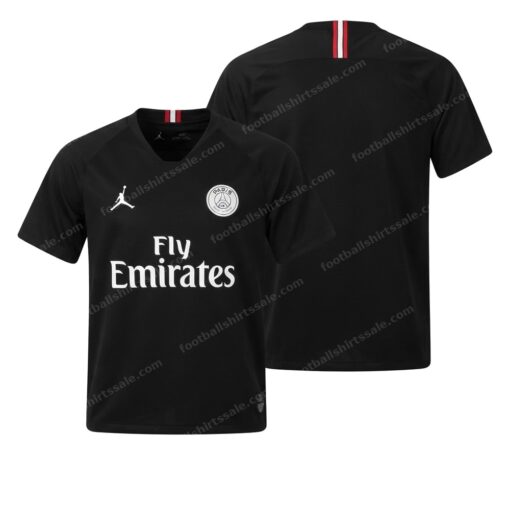 PSG Retro Black Football Shirt 18/19 Front and Back View