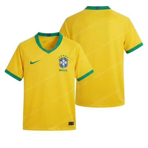 Brazil Retro Home Football Shirt 2018 Front and Back View