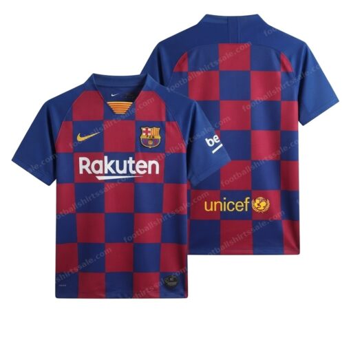 Barcelona Retro Home Football Shirt 19/20 Front and Back View