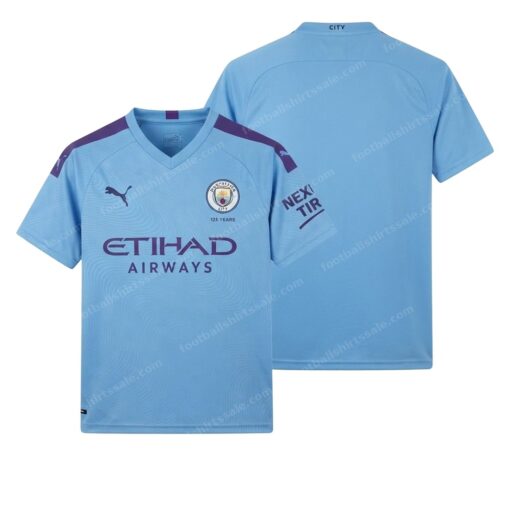 Manchester City Retro Home Football Shirt 19/20 Front and Back View