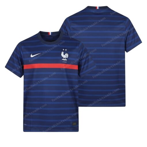 France Home Blue Football Shirt 2020 Front and Back View