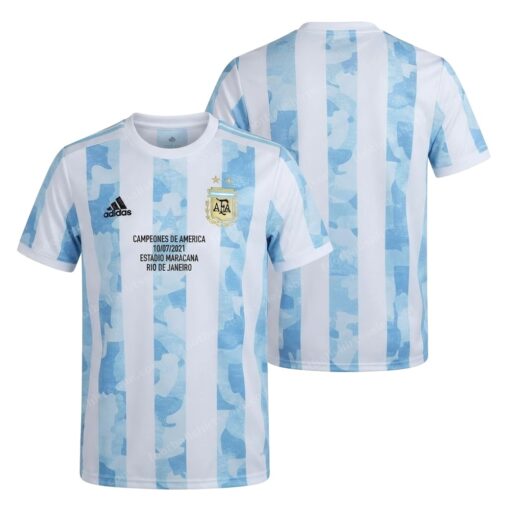 Argentina Home Champion Football Shirt 2021 Front and Back View
