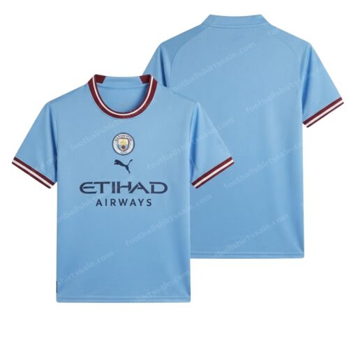 Manchester City Home Football Shirt 22/23 Front and Back View