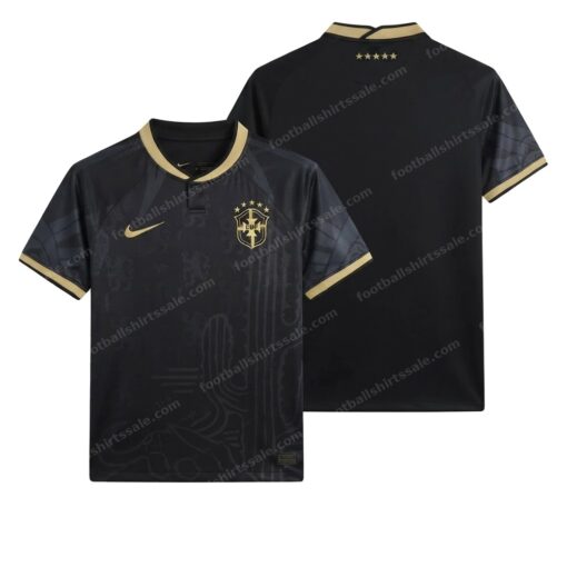 Brazil Special Edition Black Football Shirt 2022 Front and Back View