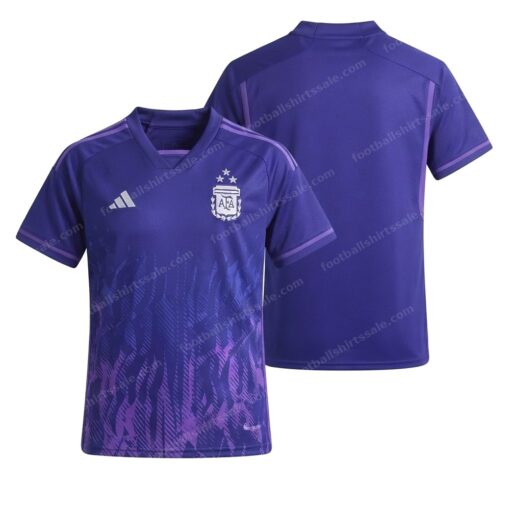 Argentina Away World Cup Fifa National Team Football Shirt 2022 Front and Back View