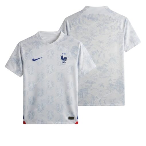 France Away World Cup Fifa White Football Shirt 2022 Front and Back View