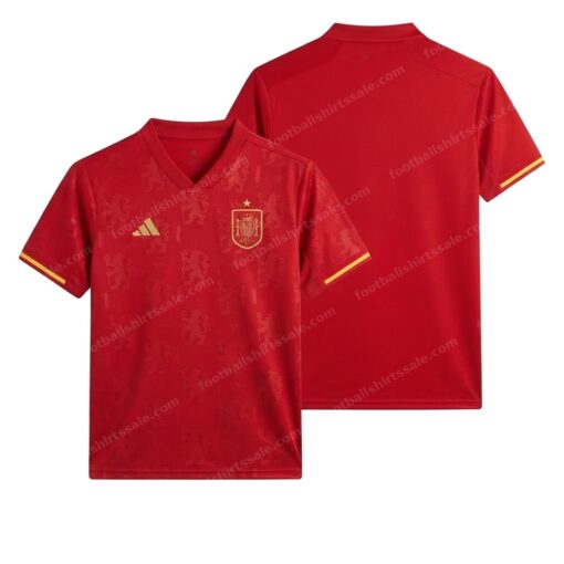 Spain Home World Cup Fifa Player Version Football Shirt 2022 Front and Back View