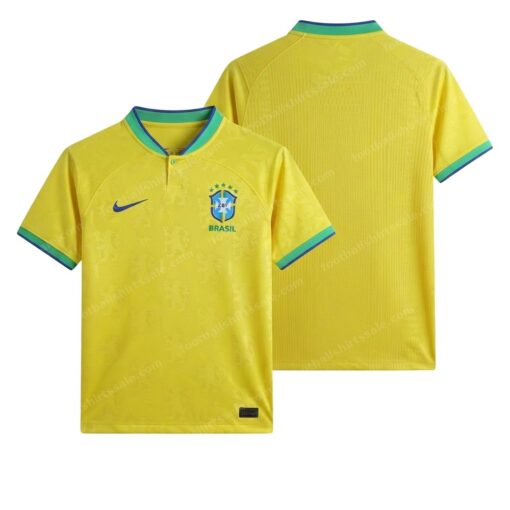 Brazil Home World Cup Football Shirt 2022 Front and Back View