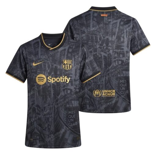 Barcelona Special Edition Black Football Shirt 23/24 Front and Back View