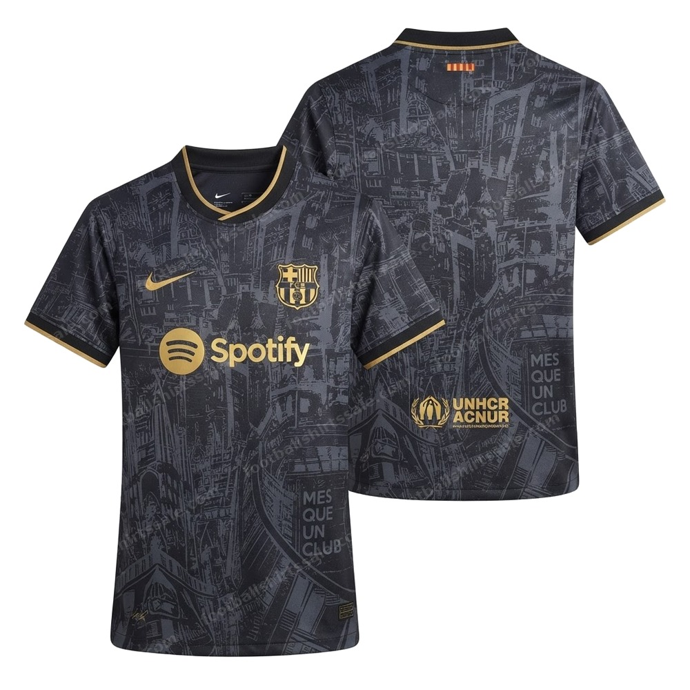 Barcelona Special Edition Black Football Shirt 23/24 Front and Back View