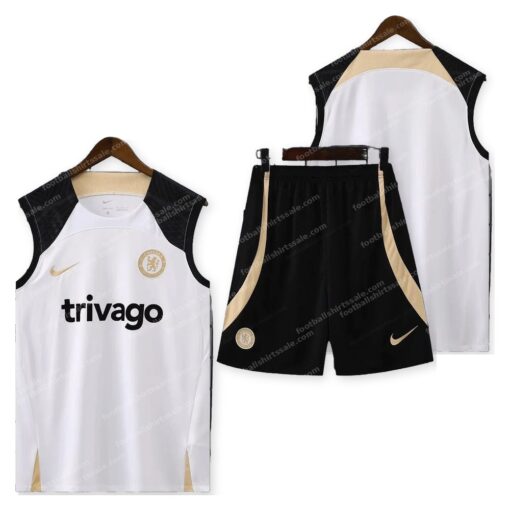 Chelsea Pre Match White Football Shorts 23/24 Front and Back Overview