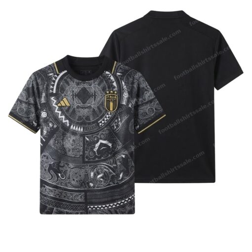 Italy Special Edition Black Football Shirt 23/24 Front and Back View