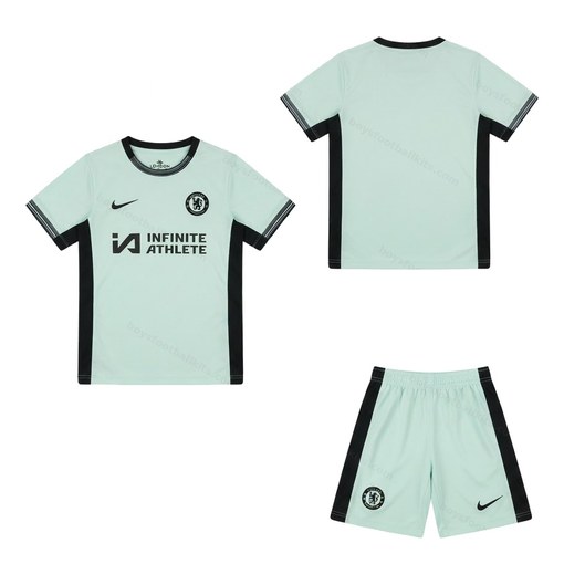 Chelsea Third Kids Football Kit 23/24 Front and Back Overview