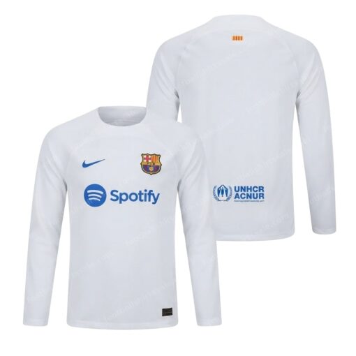 Barcelona Away Long Sleeve Football Shirt 23/24 Front and Back View
