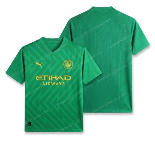 Manchester City Goalkeeper Green Football Shirt 23/24 Front and Back View